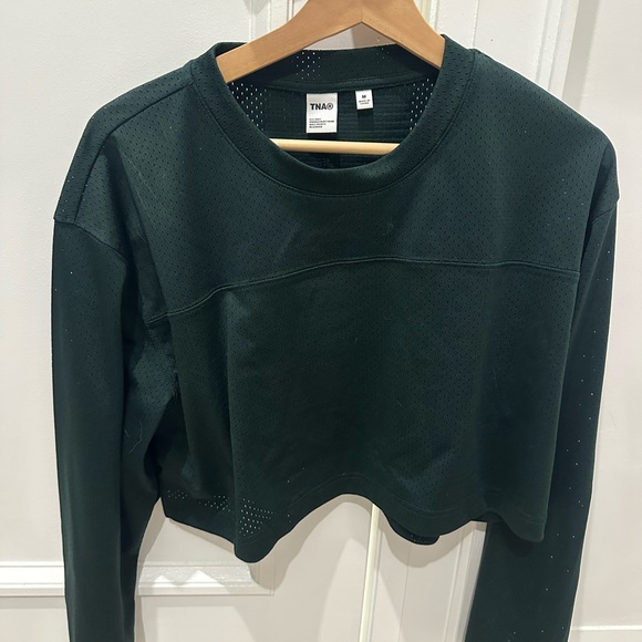 TNA Tops - TNA Forest Green Mesh Crop Top